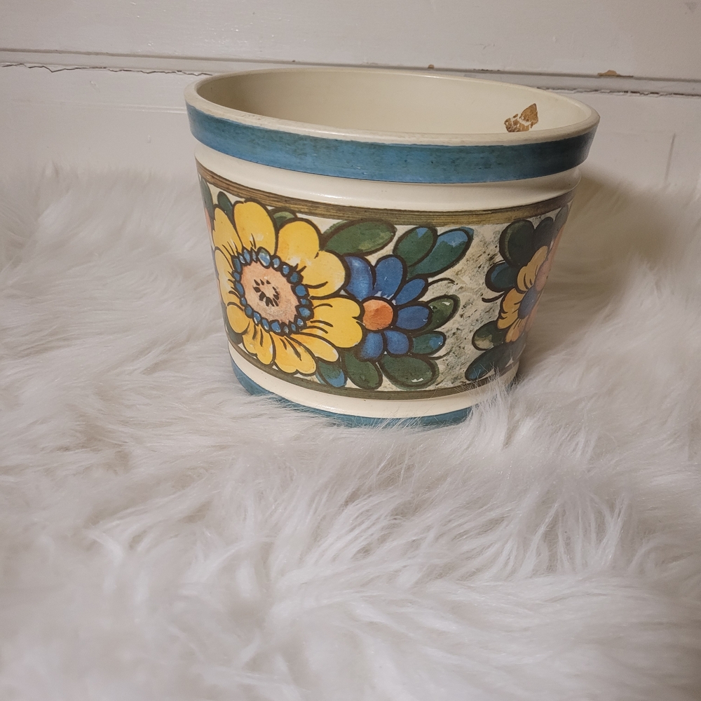 Vtg Floral Plastic Flower Power Planter Made In Germany